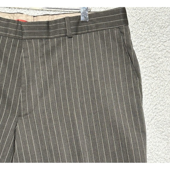 Hugo‎ Boss Virgin Wool Blend Pinstripe Dress Pants Pleated Gray 36x30 - Picture 3 of 14